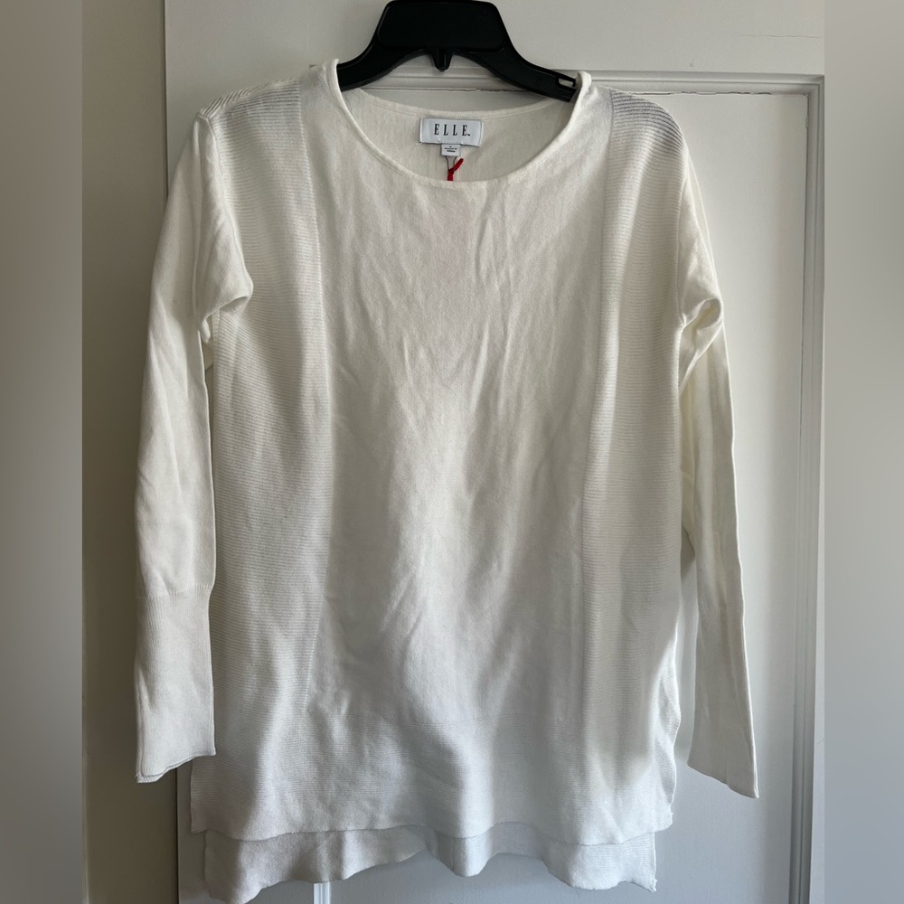 KOHL’S ELLE ivory bow back tunic sweater -S-NWT!